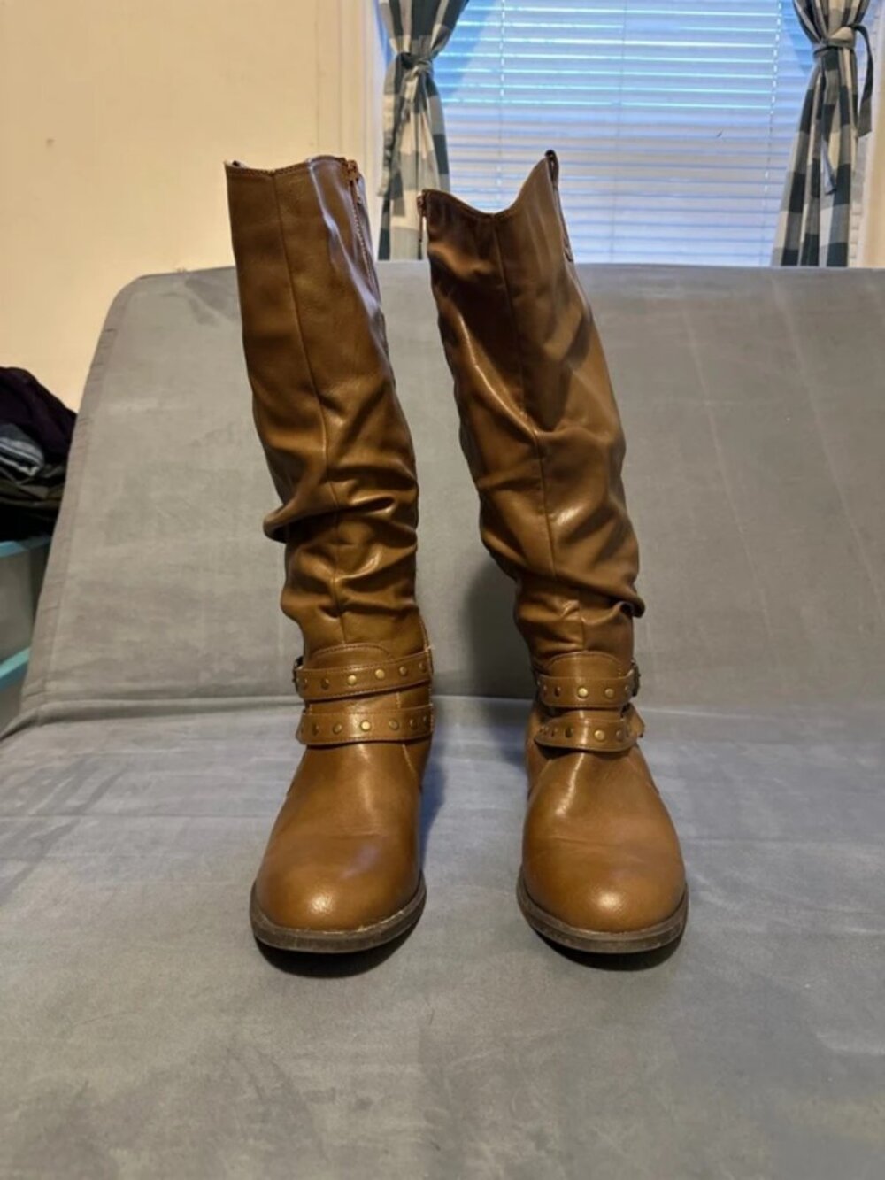 White Mountain brown leather knee-high boots